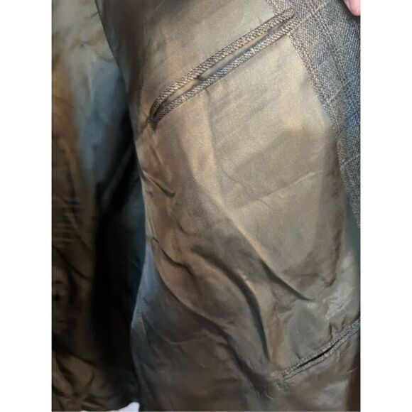 Joseph & Feiss International 100% Lambswool Suit Jacket 50R Brown Windowpane Spo - Picture 5 of 6